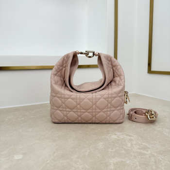 Uubags Dior Always Small Hobo Bag Lambskin Leather Powder Pink 22.5x14x7.5cm