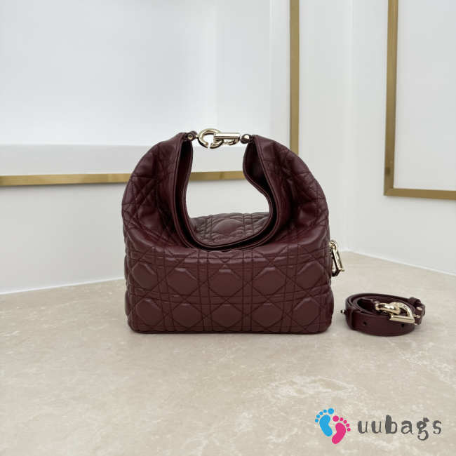 Uubags Dior Always Small Hobo Bag Lambskin Leather Burrgundy 22.5x14x7.5cm - 1