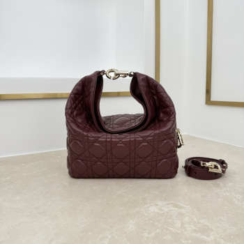 Uubags Dior Always Small Hobo Bag Lambskin Leather Burrgundy 22.5x14x7.5cm