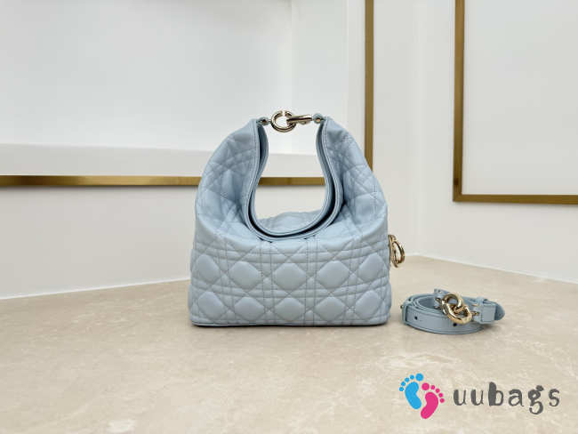 Uubags Dior Always Small Hobo Bag Lambskin Leather Ice Blue 22.5x14x7.5cm - 1