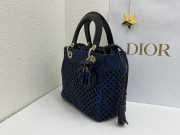 Uubags Lady Dior Medium Bag Black & Navy Blue Braided Calfskin 24x21x12cm - 6