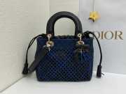 Uubags Lady Dior Medium Bag Black & Navy Blue Braided Calfskin 24x21x12cm - 5