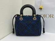 Uubags Lady Dior Medium Bag Black & Navy Blue Braided Calfskin 24x21x12cm - 4
