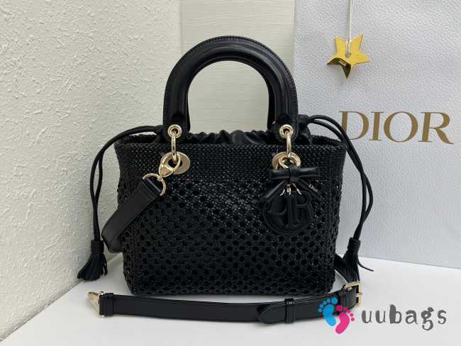 Uubags Lady Dior Medium Bag Black Braided Calfskin 24x21x12cm - 1