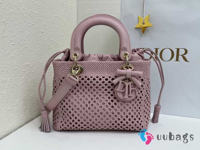 Uubags Lady Dior Medium Bag Rose Braided Calfskin 24x21x12cm - 1