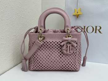 Uubags Lady Dior Medium Bag Rose Braided Calfskin 24x21x12cm
