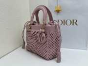 Uubags Lady Dior Medium Bag Rose Braided Calfskin 24x21x12cm - 6