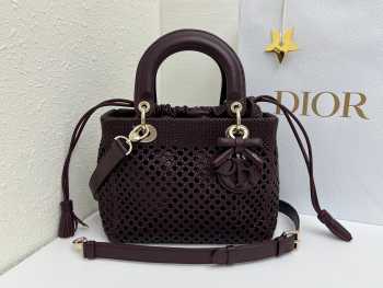 Uubags Lady Dior Medium Bag Dark Chocolate Braided Calfskin 24x21x12cm