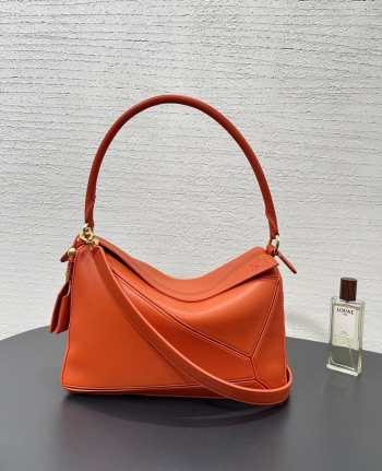 Uubags Loewe medium Featherlight Puzzle bag in deep saffron nappa lambskin 19.5x29x12cm