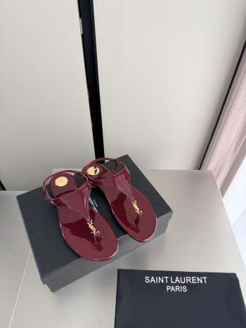 Uubags YSL Cassandra sandals in burgundy patent leather