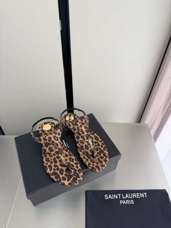 Uubags YSL Cassandra sandals in leopard-print calfskin