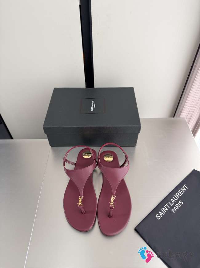 Uubags YSL Cassandra sandals in burgundy smooth leather - 1