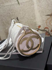 Uubags Chanel Clutch With Strap Velvet & Gold-Tone Metal White 12x23x12cm - 6