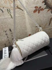 Uubags Chanel Clutch With Strap Velvet & Gold-Tone Metal White 12x23x12cm - 5
