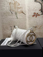 Uubags Chanel Clutch With Strap Velvet & Gold-Tone Metal White 12x23x12cm - 4