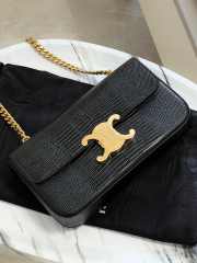 Uubags Celine Chain Shoulder Bag Claude In Black Lizard 20.5x11.5x4cm - 2