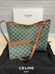 Uubags Celine Soft Shopper Bag In Triomphe Canvas And Calfskin Green 32.5x24.5x14cm - 1