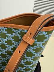 Uubags Celine Soft Shopper Bag In Triomphe Canvas And Calfskin Green 32.5x24.5x14cm - 3