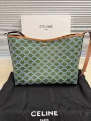 Uubags Celine Soft Shopper Bag In Triomphe Canvas And Calfskin Green 32.5x24.5x14cm - 4