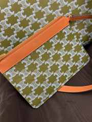Uubags Celine Soft Shopper Bag In Triomphe Canvas And Calfskin Green 32.5x24.5x14cm - 5