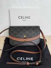Uubags Celine Duo Wallet On Strap In Triomphe Canvas Calfskin Tan 13x6cm - 1