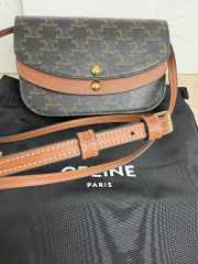 Uubags Celine Duo Wallet On Strap In Triomphe Canvas Calfskin Tan 13x6cm - 4