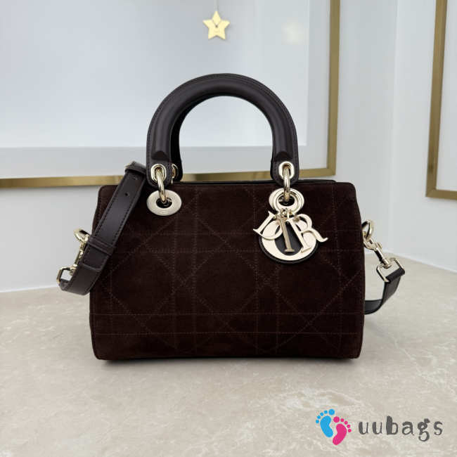 Uubags Dior Granville small bag velvet goatskin flat macrocannage in dark chocolate 25x16.5x14.5cm - 1