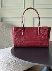 Uubags Chanel Calfskin Crocodile Embossed Archetype Small Shopping Tote Bag Burgundy 39x20x13cm - 3