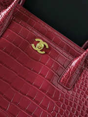 Uubags Chanel Calfskin Crocodile Embossed Archetype Small Shopping Tote Bag Burgundy 39x20x13cm - 2