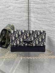 Uubags Dior Promenade Mini Bag with Chain Blue Dior Oblique Jacquard and Smooth Calfskin 19x12x4cm - 1