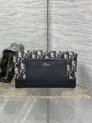 Uubags Dior Promenade Mini Bag with Chain Blue Dior Oblique Jacquard and Smooth Calfskin 19x12x4cm - 6
