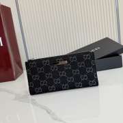 Uubags Gucci Plaque Long Wallet Black Washed GG Denim 19x10x1.5cm - 1