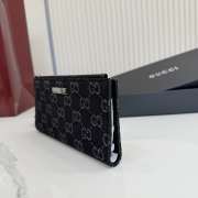Uubags Gucci Plaque Long Wallet Black Washed GG Denim 19x10x1.5cm - 6