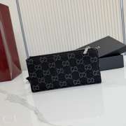 Uubags Gucci Plaque Long Wallet Black Washed GG Denim 19x10x1.5cm - 3