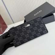 Uubags Gucci Plaque Long Wallet Black Washed GG Denim 19x10x1.5cm - 2