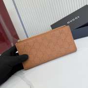 Uubags Gucci Plaque Long Wallet Brown GG Soft Leather 19x10x1.5cm - 3