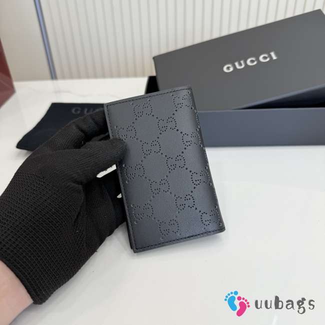 Uubags Gucci Aria card case black perforated GG soft leather 7.5x12cm - 1