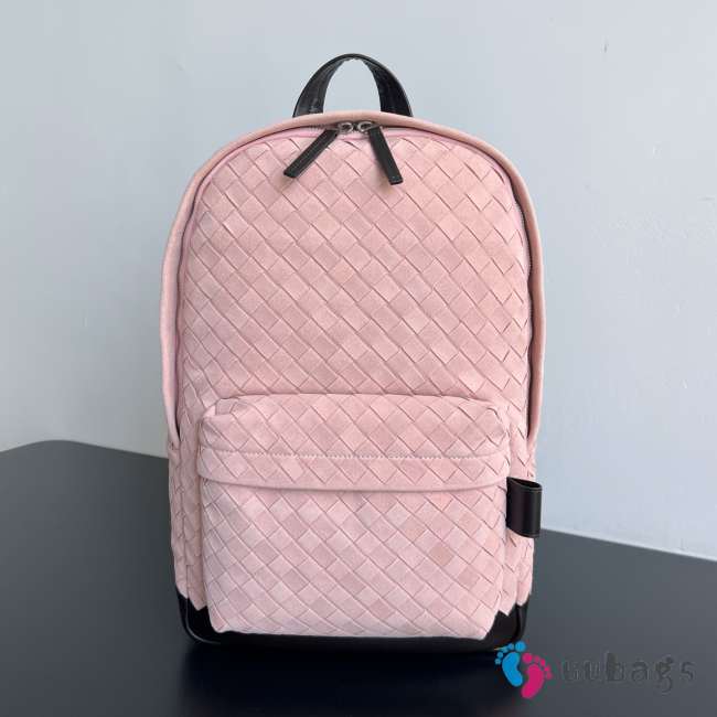 Uubags Bottega Veneta Suede Leather Intrecciato Backpack In Rose/fondant 46x30x14cm - 1