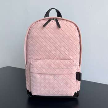 Uubags Bottega Veneta Suede Leather Intrecciato Backpack In Rose/fondant 46x30x14cm