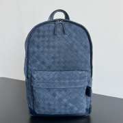 Uubags Bottega Veneta Suede Leather Intrecciato Backpack In Navy Blue 46x30x14cm - 1