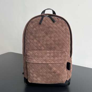 Uubags Bottega Veneta Suede Leather Intrecciato Backpack In Brown 46x30x14cm