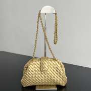 Uubags Bottega Veneta Small Lauren 1980 Intrecciato Leather Clutch In Metallic Gold 27x15x8cm - 1