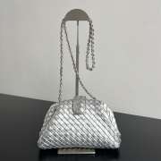 Uubags Bottega Veneta Small Lauren 1980 Intrecciato Leather Clutch In Metallic Silver 27x15x8cm - 1