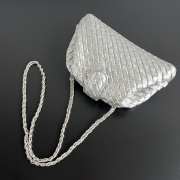 Uubags Bottega Veneta Small Lauren 1980 Intrecciato Leather Clutch In Metallic Silver 27x15x8cm - 2