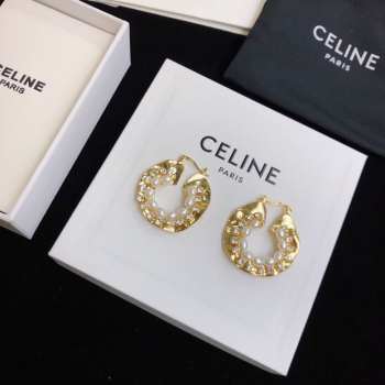 Uubags Celine textured gold hoop earrings