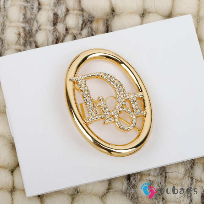 Uubags Dior Oblique Brooch Gold-Finish Metal and Crystals - 1