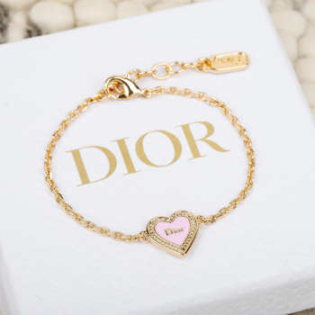 Uubags Dior Qixi Dior Heart Locket Bracelet Gold-Finish Metal and Pink Lacquer