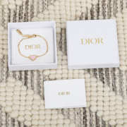 Uubags Dior Qixi Dior Heart Locket Bracelet Gold-Finish Metal and Pink Lacquer - 3