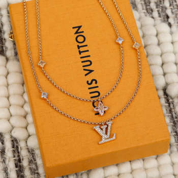Uubags Louis Vuitton M04114 Lady Necklace Gold-toned Metal Pink And Purple Rhinestones