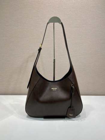 Uubags Prada 1BC300 Boogie medium leather bag in cocoa brown 33x22x8cm 